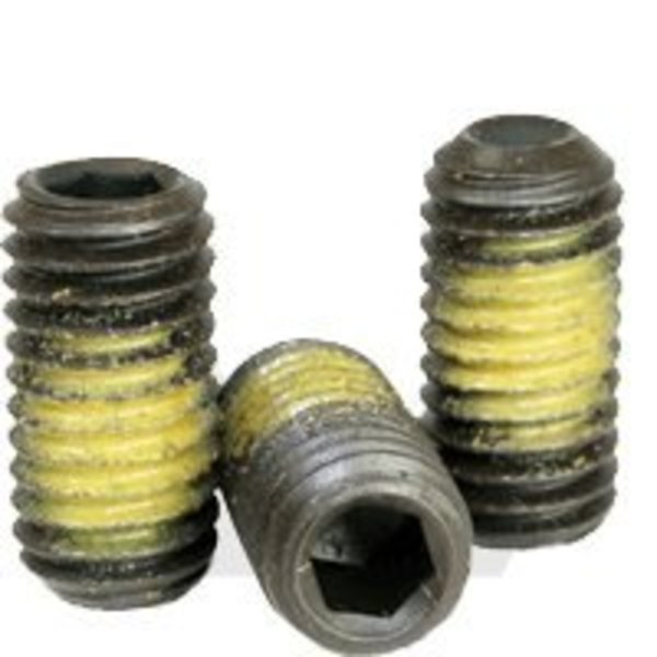 Newport Fasteners Nylon Patch Socket Set Screws Cup Point, 1/2-13 x 1/2", Alloy Steel, Black Oxide, Hex Socket , 100PK 702050-100